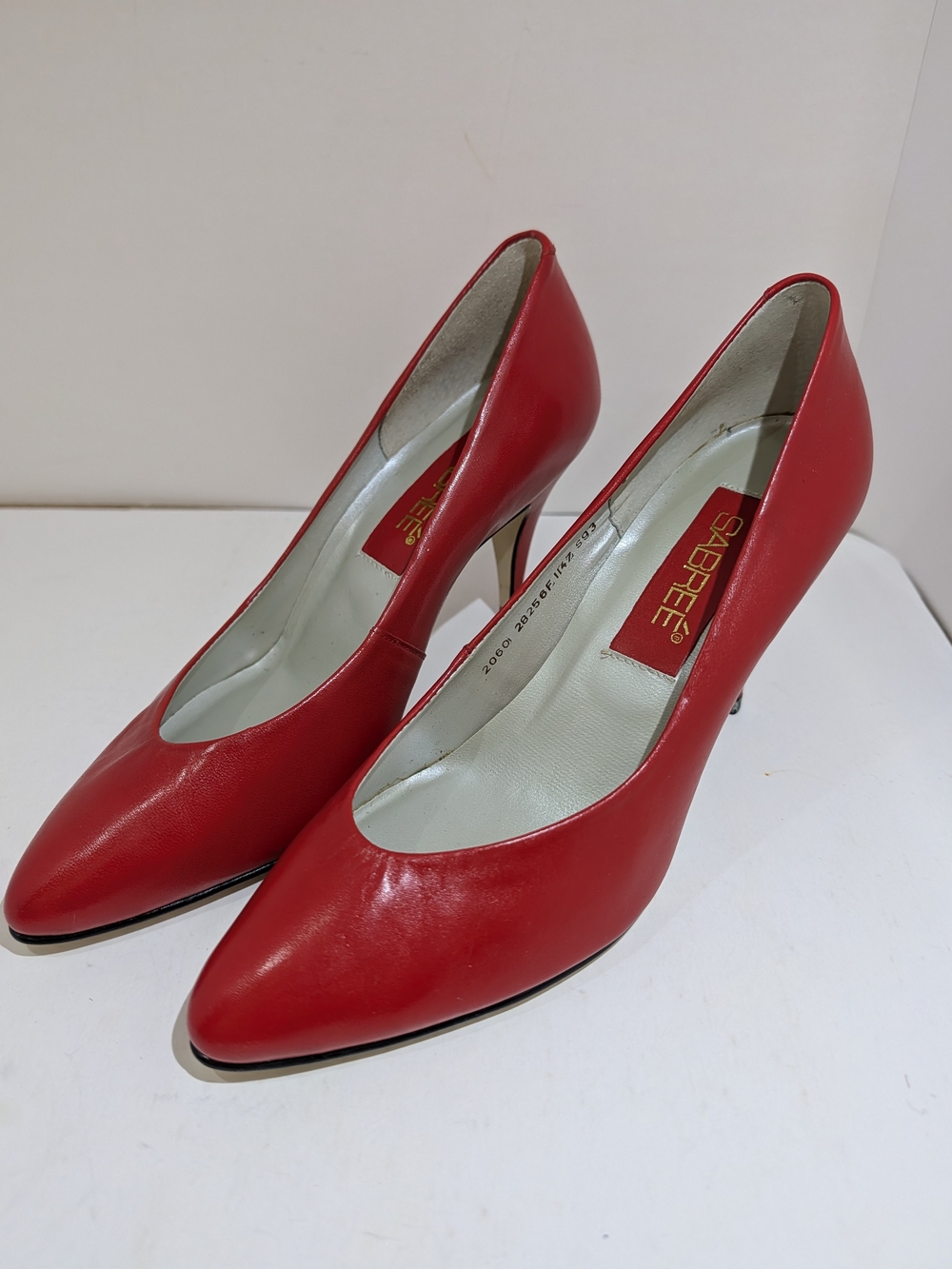 Sabree Red Leather Pointed Toe Stiletto Heels Women's Size 6